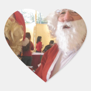 Santa & Mrs. Claus Christmas Celebration – Festive Heart Sticker