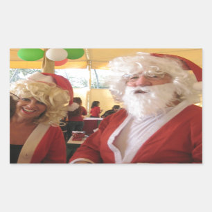 Santa & Mrs. Claus Christmas Celebration – Festive Rectangular Sticker