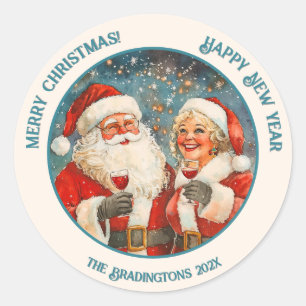 Santa Mrs Claus Christmas New Years Sticker