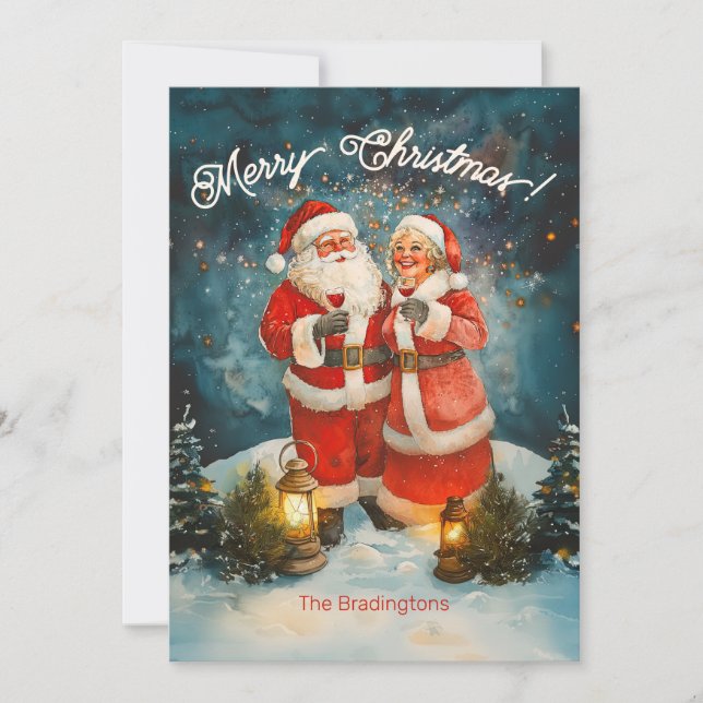 Santa Mrs Claus Merry Christmas Holiday Card (Front)