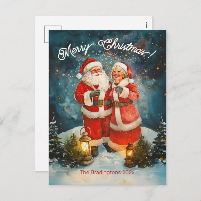 Santa Mrs Claus Merry Christmas Holiday Postcard (Front/Back)