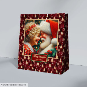 Santa & Mrs Claus Watercolor Christmas Gift Bag