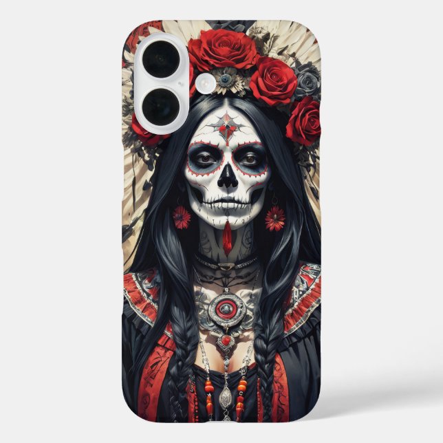 Santa Muerte adorned with red flowers cover (Back)