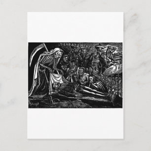 Santa Muerte and the Soldier c. 1951 Mexico Holiday Postcard