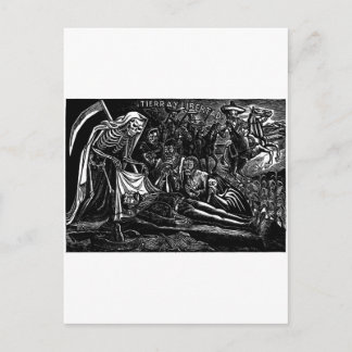 Santa Muerte and the Soldier c. 1951 Mexico Holiday Postcard