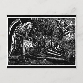 Santa Muerte and the Soldier c. 1951 Mexico Holiday Postcard