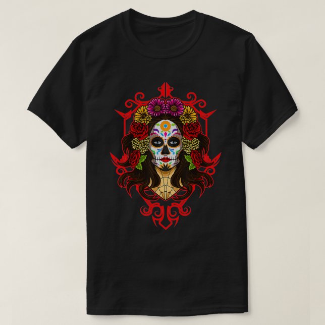 Santa Muerte  La Calavera Catrina  Sugar Skull  T-Shirt (Design Front)