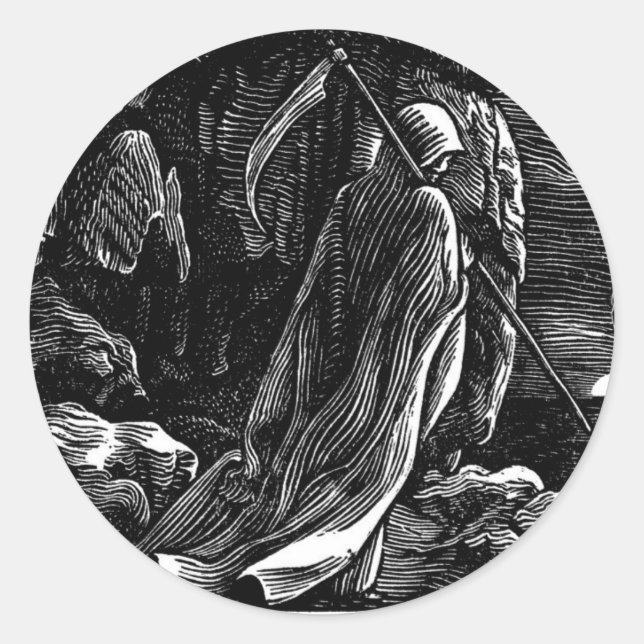 Santa Muerte (Mexican Grim Reaper) Classic Round Sticker (Front)