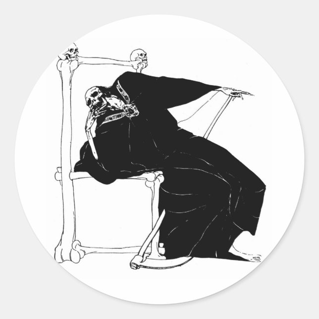 Santa Muerte (Mexican Grim Reaper) Classic Round Sticker (Front)