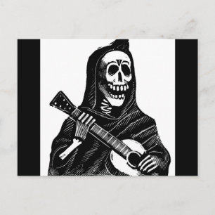 Santa Muerte (Mexican Grim Reaper) Playing Guitar Holiday Postcard
