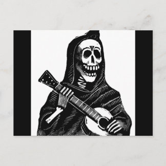 Santa Muerte (Mexican Grim Reaper) Playing Guitar Holiday Postcard