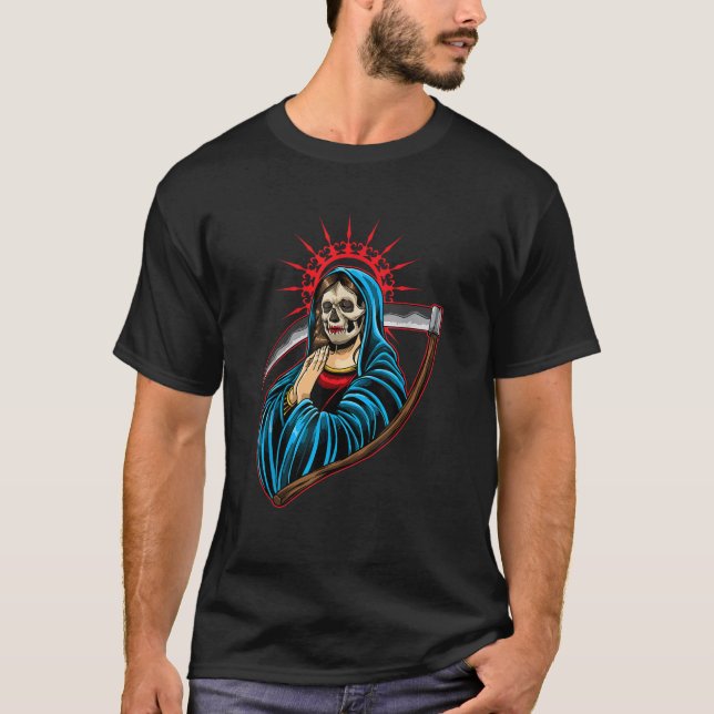 Santa Muerte Praying La Calavera Catrina Sugar Sku T-Shirt (Front)