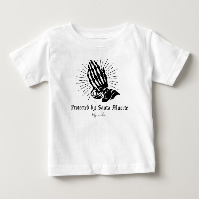 Santa Muerte Protection Custom Name Baby T-Shirt (Front)