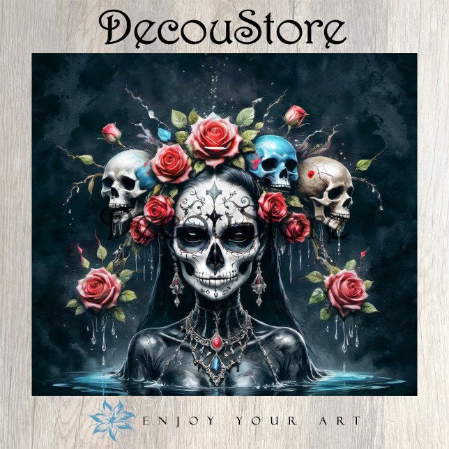 Santa Muerte Rising Decoupage Tissue Paper (Creator Uploaded)