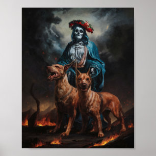 Santa Muerte with Two Dog Poster