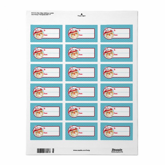 Santa Mug Christmas Gift Labels - To + From (Full Sheet)