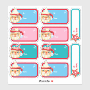 Santa Mugs + Cookies Christmas Gift Labels 