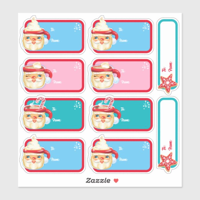 Santa Mugs + Cookies Christmas Gift Labels  (Sheet)