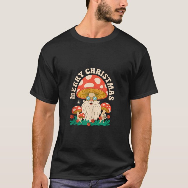 Santa Mushroom Gnome Christmas Mycology Foraging T T-Shirt (Front)