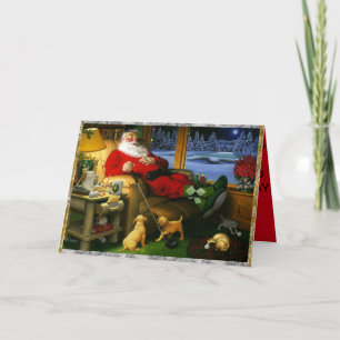 Santa Napping after Golf on a Christmas Card
