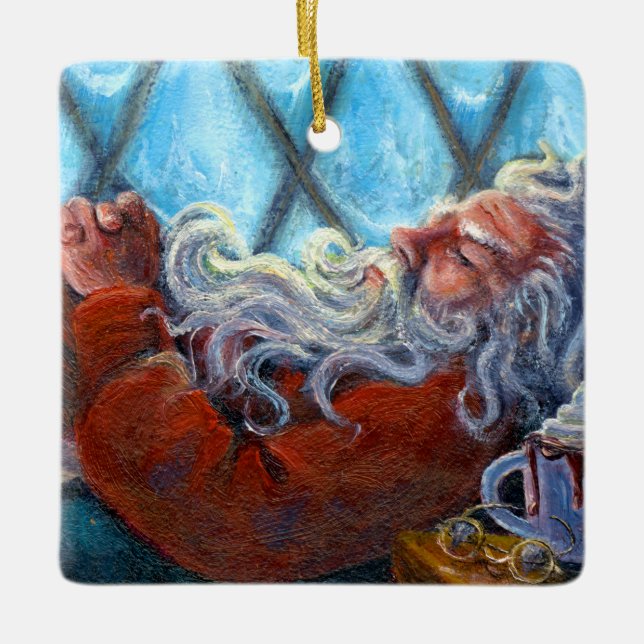 "Santa Napping" Ornament (Front)