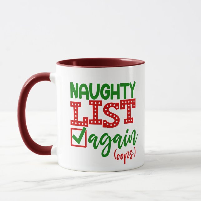 Santa Naughty List Again Christmas Gift Coffee Mug (Left)