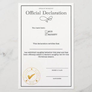 Santa Naughty List Declaration