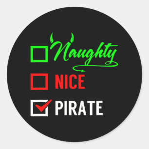 Santa Naughty Nice Pirate Christmas Checklist Classic Round Sticker