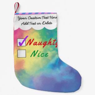 Santa Naughty or Nice Colourful Smoke Clouds Sky Small Christmas Stocking