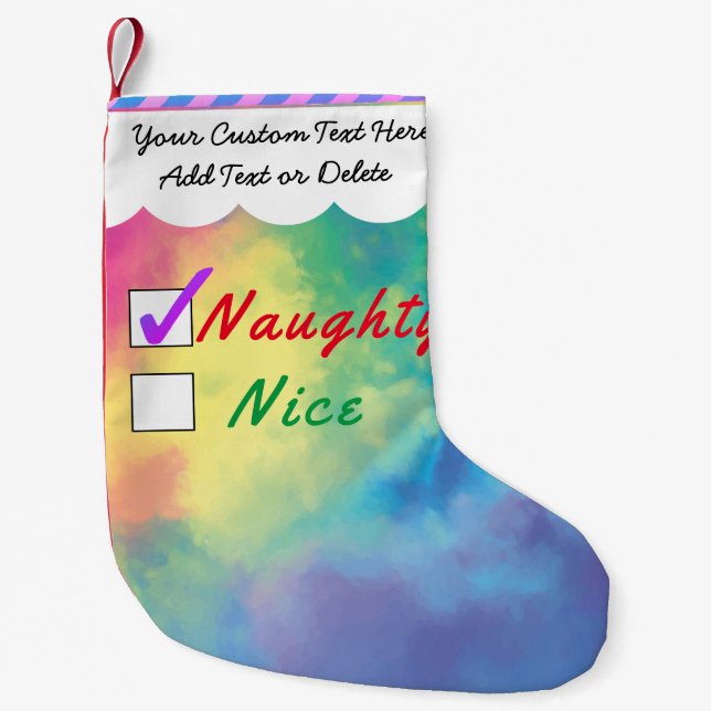 Santa Naughty or Nice Colourful Smoke Clouds Sky Small Christmas Stocking (Front)