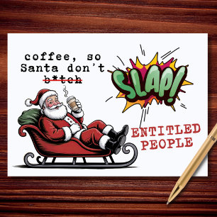 Santa Needs Coffee Before He Snaps Funny Christmas Holiday Card