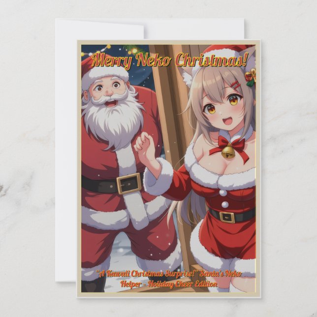 Santa & Neko Helper (Non-Download) Holiday Card (Front)