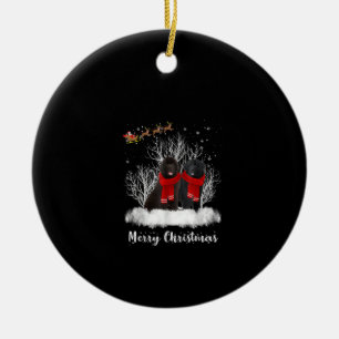 Santa Newfoundland Couple Merry Christmas Dog Gift Ceramic Tree Decoration