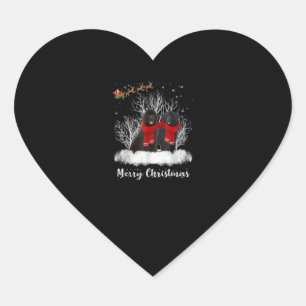Santa Newfoundland Couple Merry Christmas Dog Gift Heart Sticker