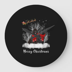 Santa Newfoundland Couple Merry Christmas Dog Gift Large Clock