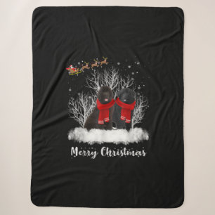 Santa Newfoundland Couple Merry Christmas Dog Gift Sherpa Blanket