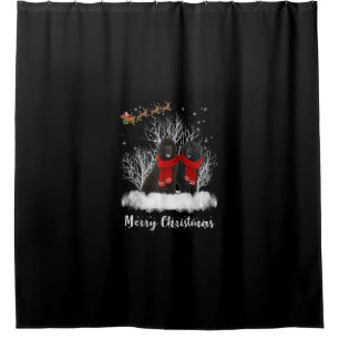 Santa Newfoundland Couple Merry Christmas Dog Gift Shower Curtain