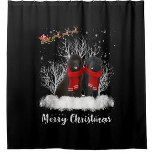 Santa Newfoundland Couple Merry Christmas Dog Gift Shower Curtain
