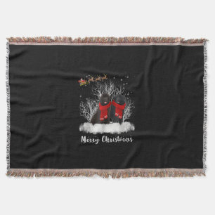 Santa Newfoundland Couple Merry Christmas Dog Gift Throw Blanket