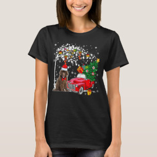Santa Newfoundland Red Pickup Truck Carrying Chris T-Shirt