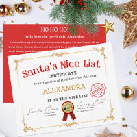 Santa Nice List Custom Name Christmas Certificate