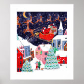 Santa Night before Christmas Nordic Village Poster (Front)