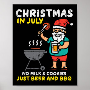 Santa No Milk Cookies Just Bbq Funny Christmas In  Poster