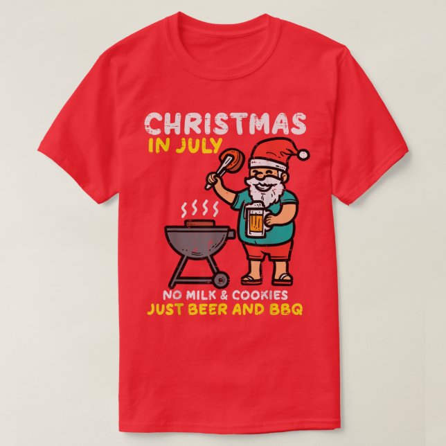 Santa No Milk Cookies Just Bbq Funny Christmas In  T-Shirt (Design Front)