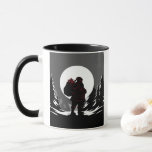 Santa Noir – Black & White Santa with Red Glow  Mug<br><div class="desc">Enjoy your holiday drinks with a modern twist on Santa Claus. This Christmas mug features a minimalist black-and-white Santa with a striking red glow,  set against a grey background with a black-and-white Christmas tree. Perfect for fans of dark,  stylish holiday designs who want a unique festive look.</div>