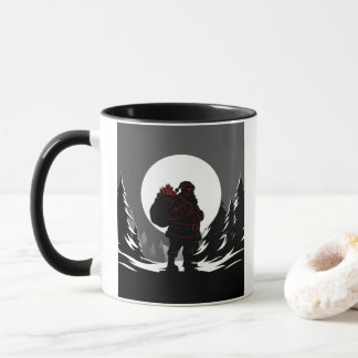 Santa Noir – Black & White Santa with Red Glow Mug