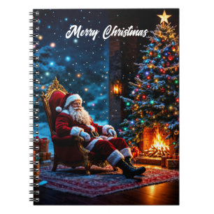 Santa North Pole Christmas lights fantasy Notebook