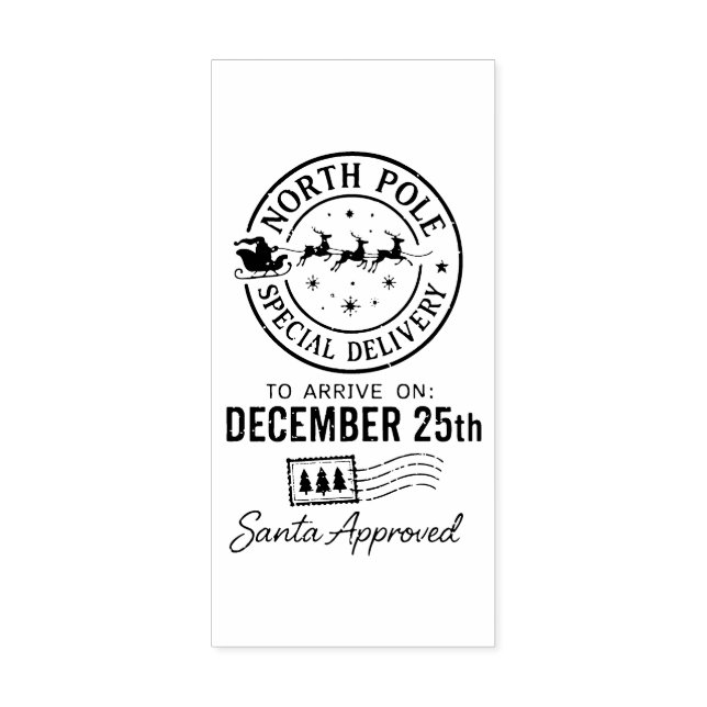 Santa North Pole Christmas Rubber Stamp (Imprint)