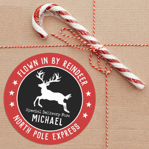 Santa North Pole Reindeer Christmas Sticker