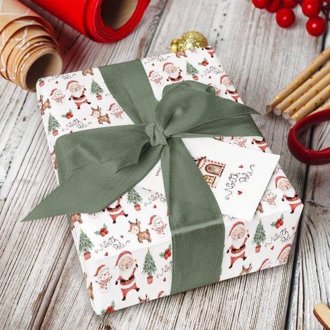 Santa North Pole Wrapping Paper Sheets  (Celebrate the holidays with these cute Santa North Pole wrapping paper sheets! Matching tags! )